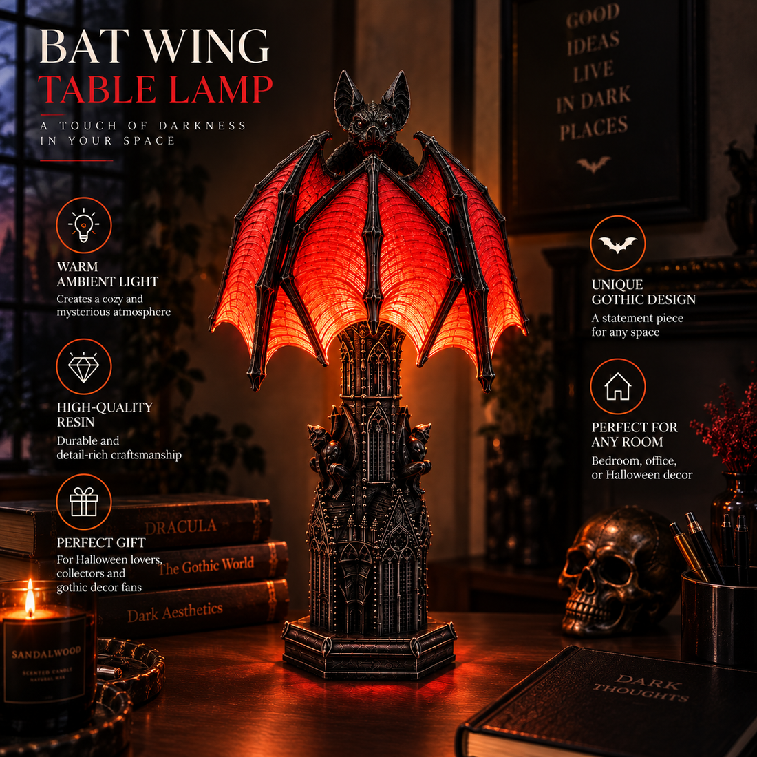 Bat Halloween Lamp By Lumerry